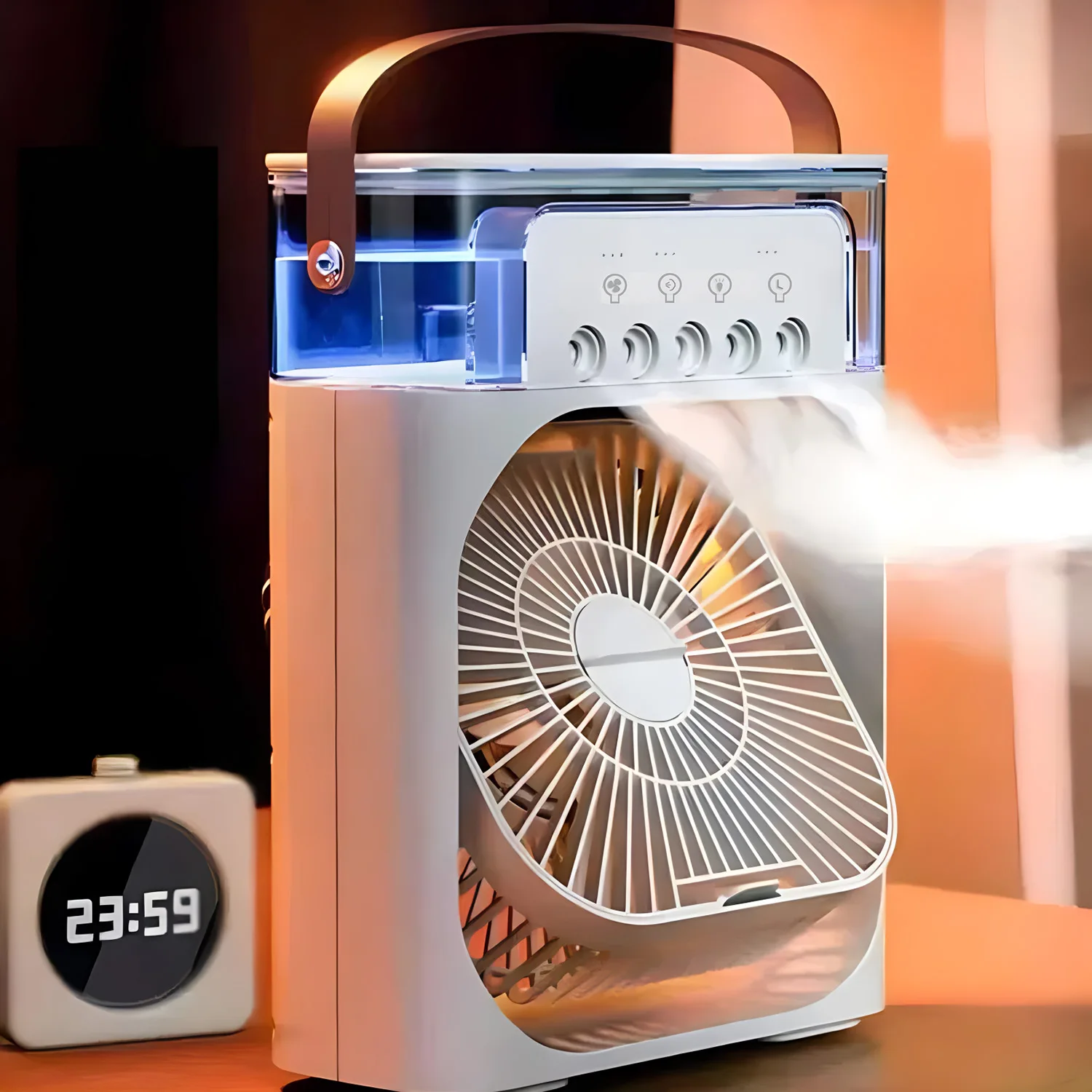Przenośny Klimatyzator 3w1 z Nawilżaczem, Lampką LED i USB 🌬️